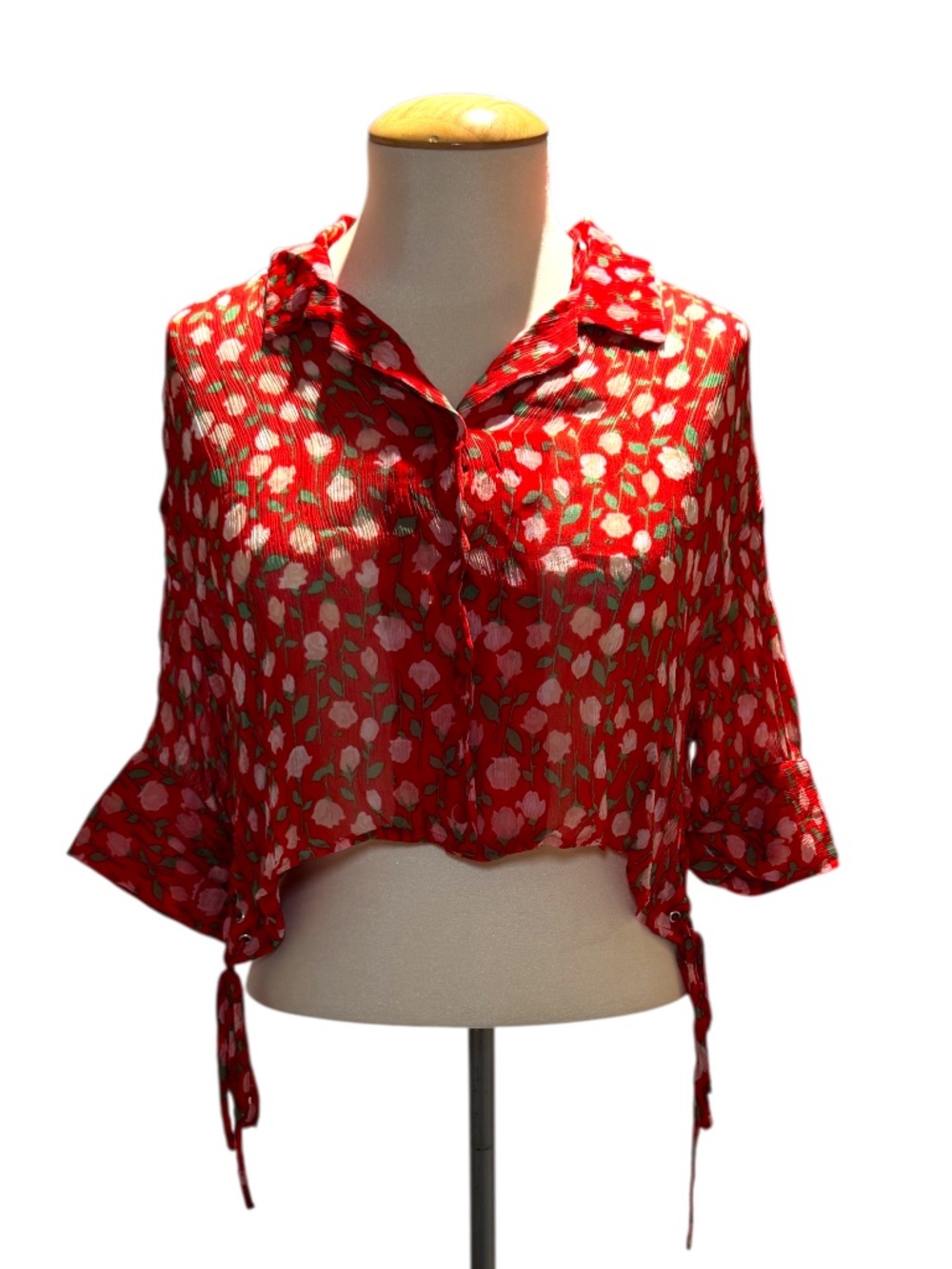 THE KOOPLES red cropped sheer blouse - size 1 (small)